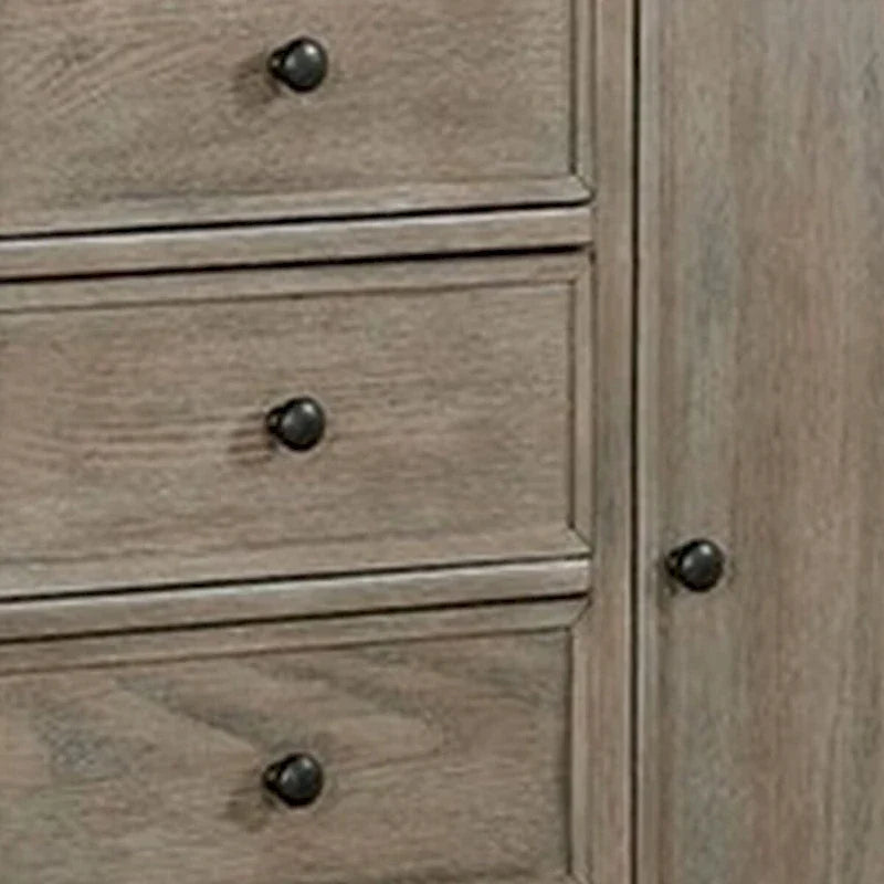 Schrank mit 6 Schubladen und gedrechselten Füßen, Naturbraun