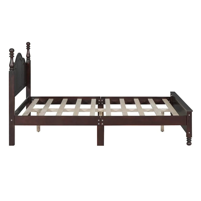 Full Size Wood Platform Bed Frame,Retro Style Platform Bed