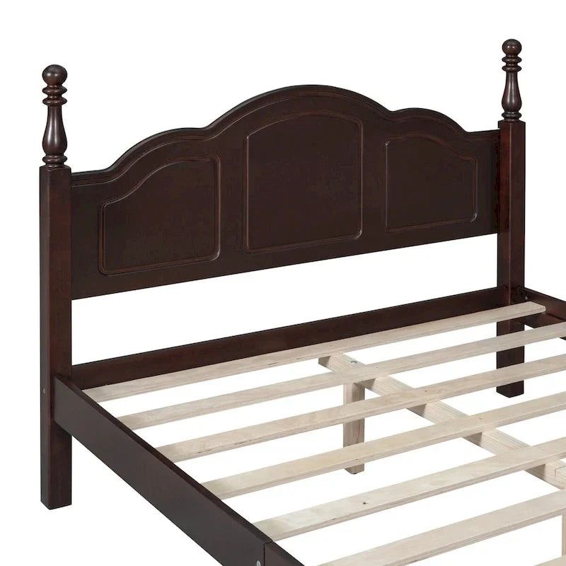 Full Size Wood Platform Bed Frame,Retro Style Platform Bed
