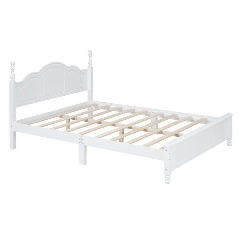 Full Size Wood Platform Bed Frame,Retro Style Platform Bed