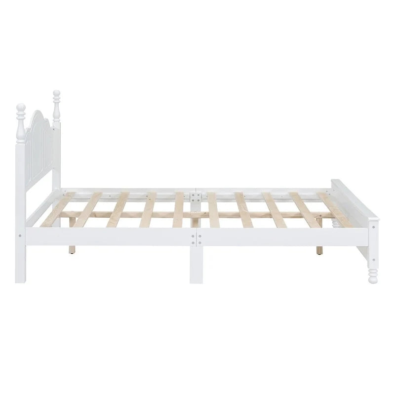 Full Size Wood Platform Bed Frame,Retro Style Platform Bed