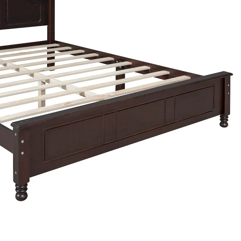 Full Size Wood Platform Bed Frame,Retro Style Platform Bed