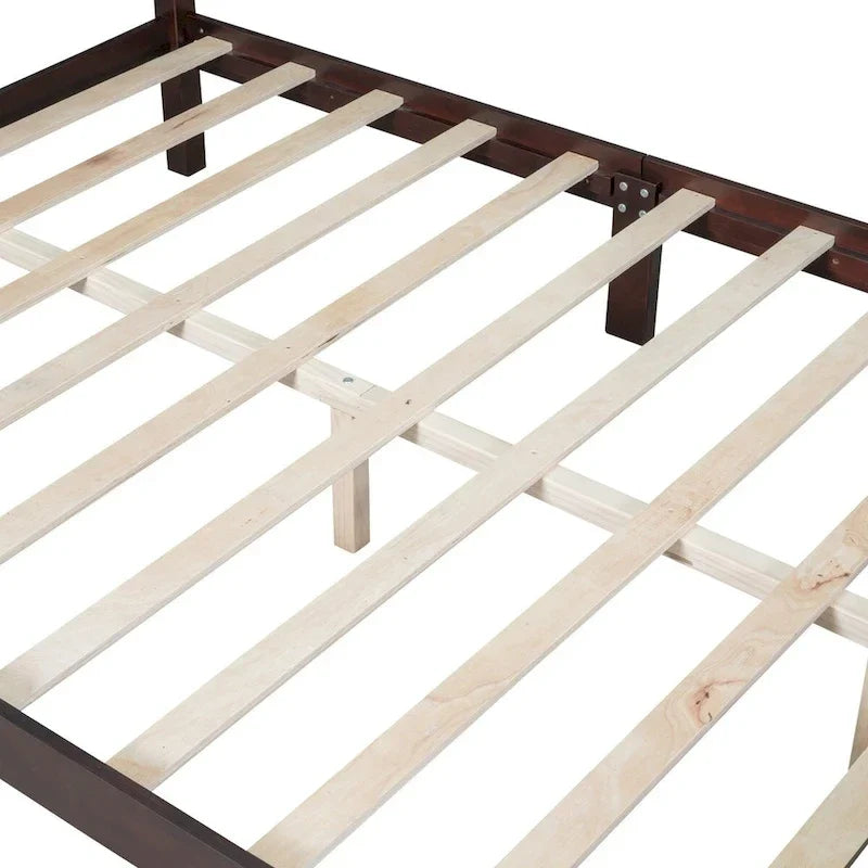Full Size Wood Platform Bed Frame,Retro Style Platform Bed
