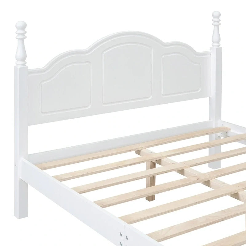 Full Size Wood Platform Bed Frame,Retro Style Platform Bed