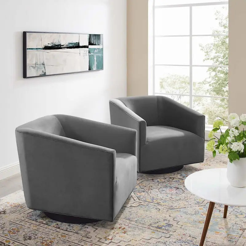 Twist Swivel Performance Velvet Upholstery Chair (Set of 2)