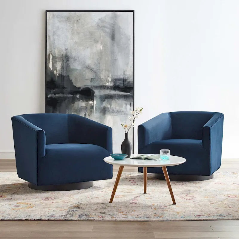 Fauteuil pivotant rembourré en velours haute performance (lot de 2)