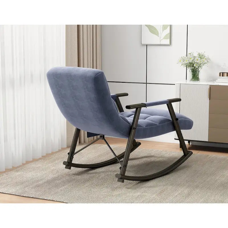 Fauteuil à bascule en velours avec repose-pieds