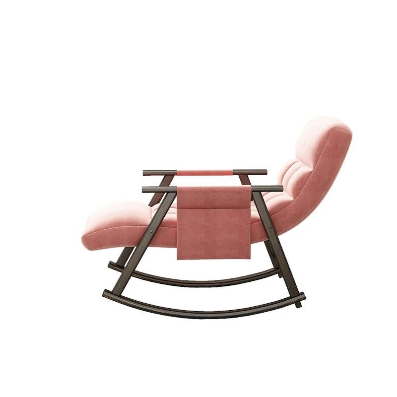 Fauteuil à bascule en velours avec repose-pieds