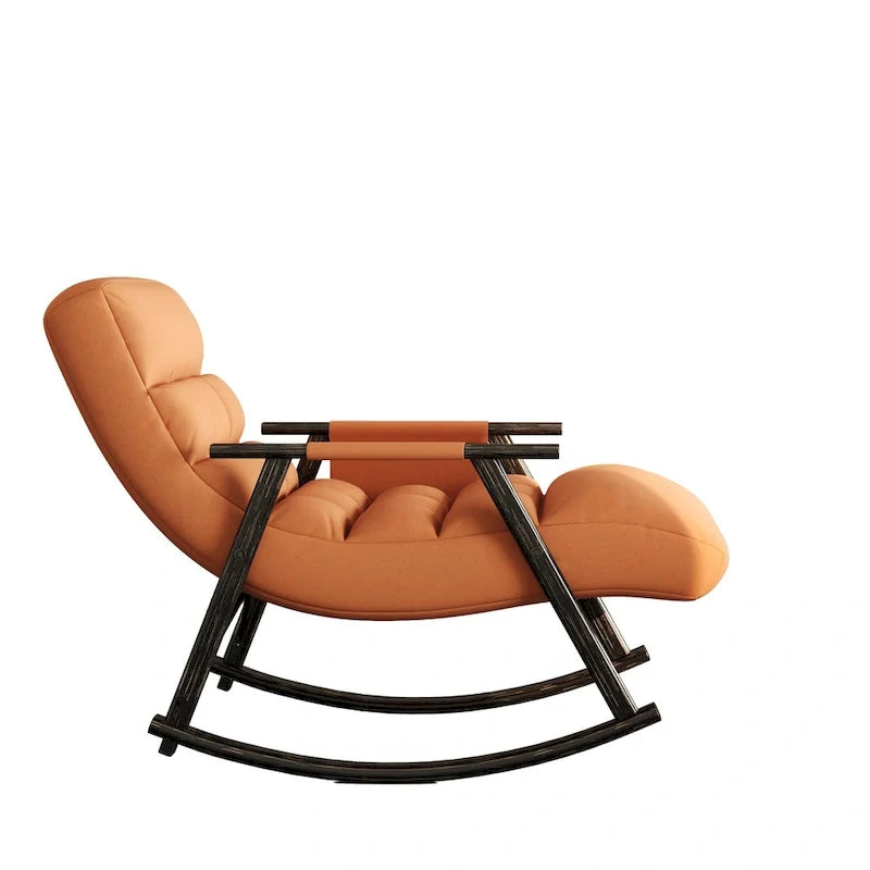 Fauteuil à bascule en velours avec repose-pieds