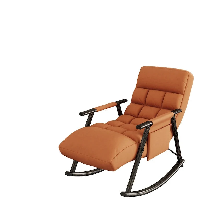Fauteuil à bascule en velours avec repose-pieds