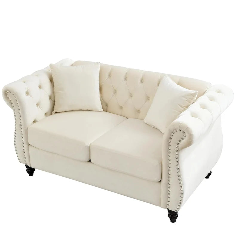 Zweisitzer-Sofa mit gerollten Armlehnen und Nagelkopfverzierung