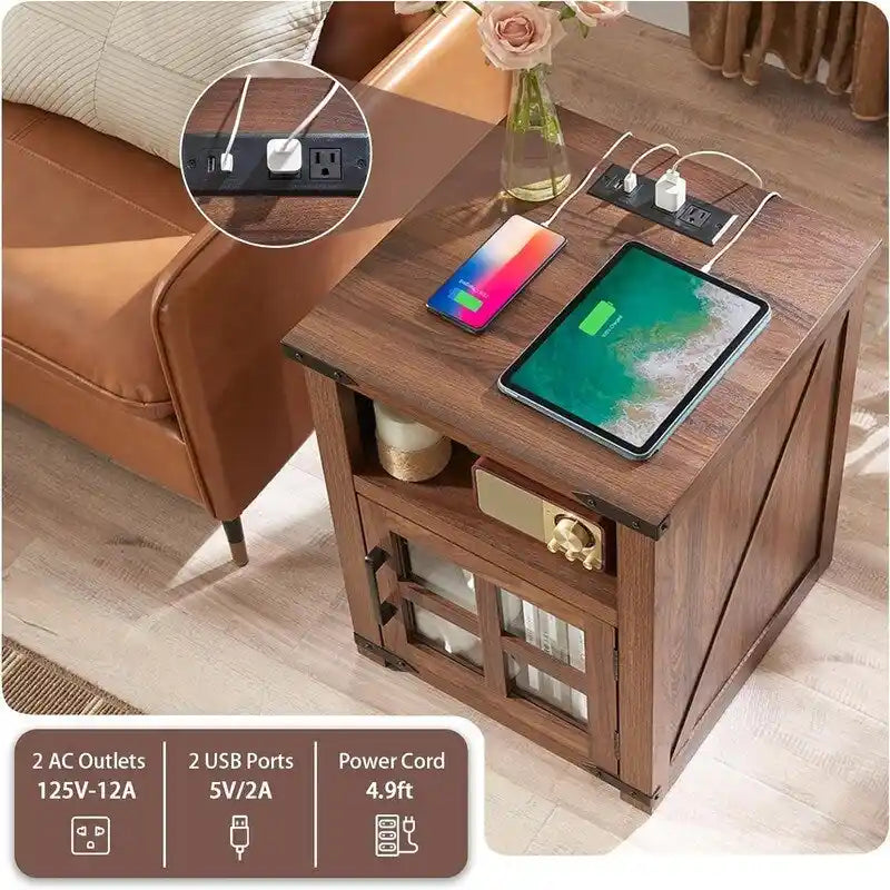 Mesa auxiliar con estación de carga - 18D x 18W x 24H