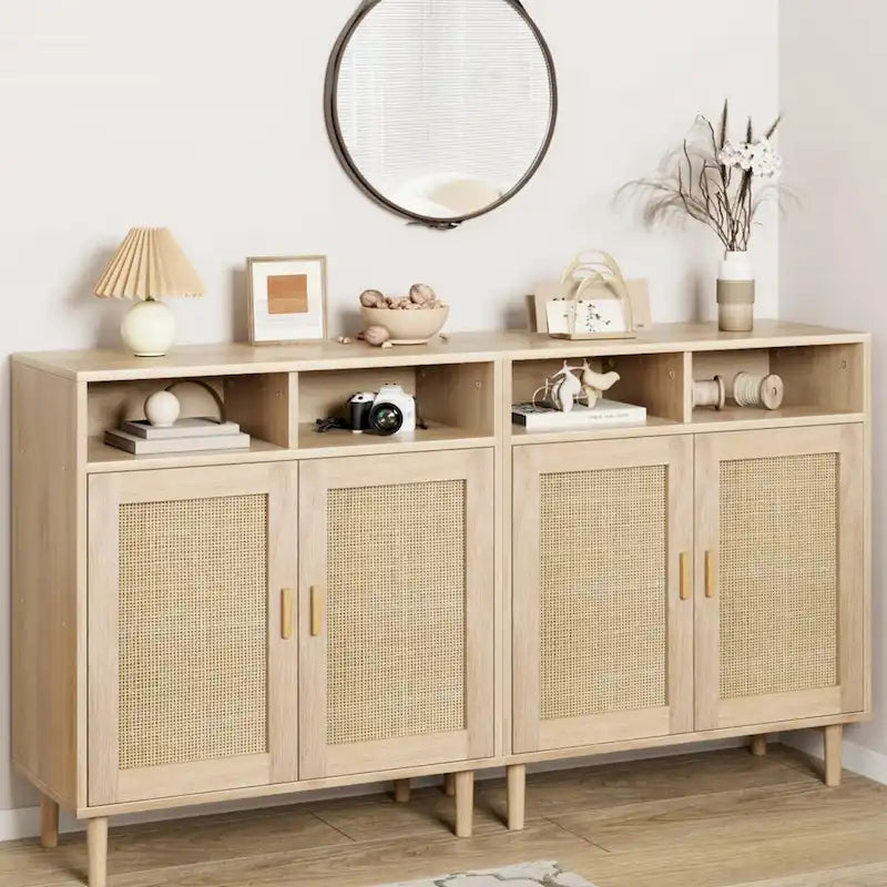 Modern Rattan Buffet Cabinet - 62.9D x 15.7W x 36.2H