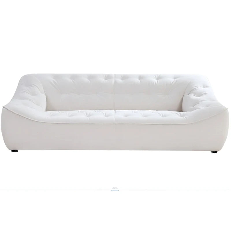 White Durable Fabric Sofa with Solid Wood Frame