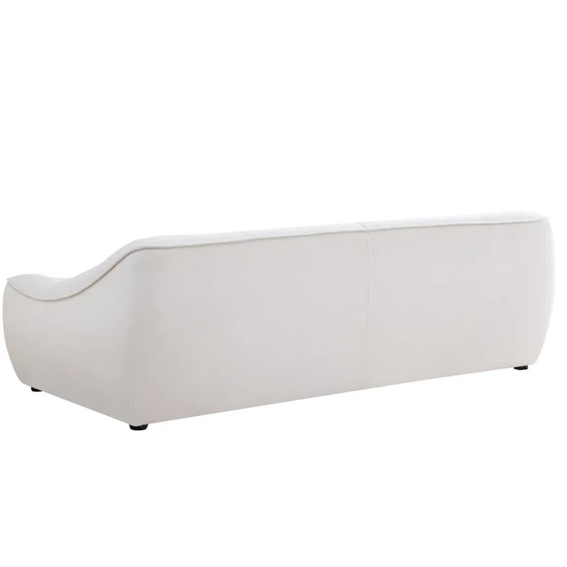 White Durable Fabric Sofa with Solid Wood Frame