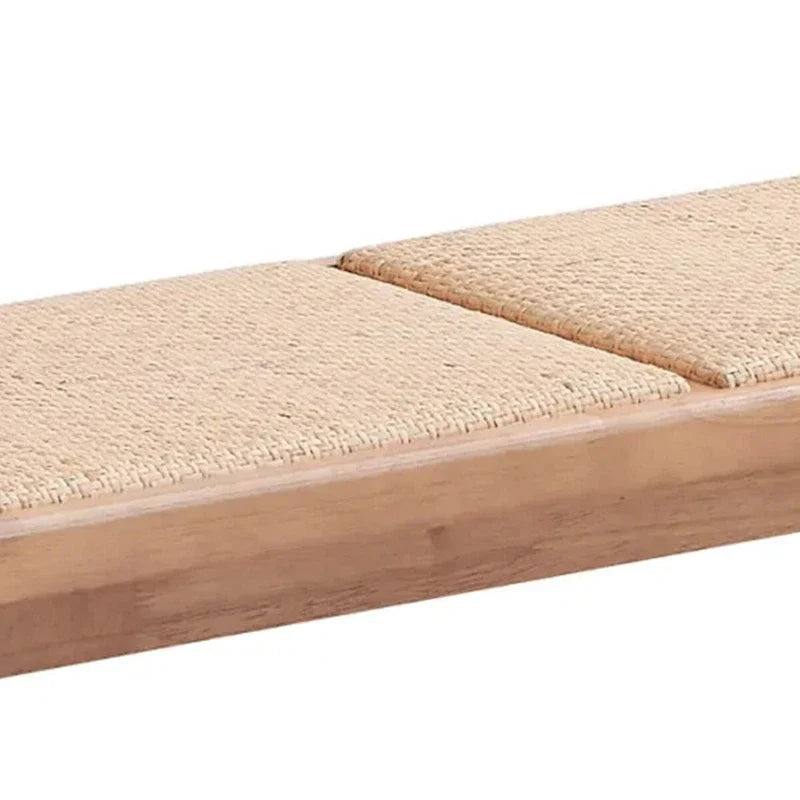 129,54 cm Esszimmerbank, Übergangsstil, geflochtenes Rattan, natürliches braunes Holz