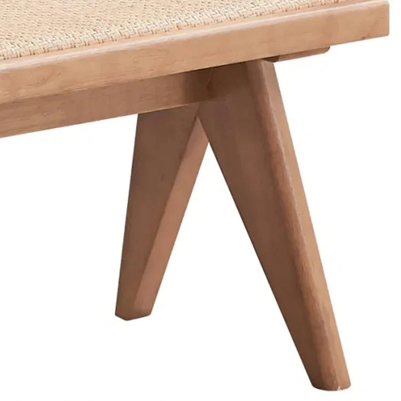 129,54 cm Esszimmerbank, Übergangsstil, geflochtenes Rattan, natürliches braunes Holz
