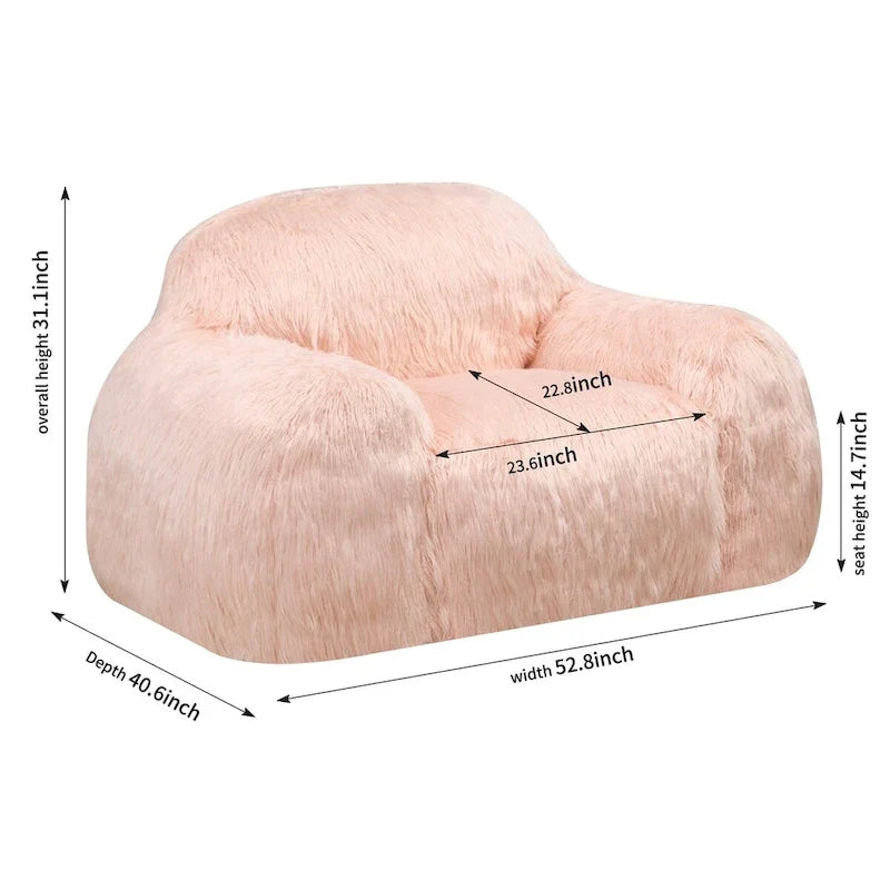 Sitzsack-Sessel, faules Langhaar-Sofa für Erwachsene und Jugendliche, mit hochdichtem Schaumstoff gefüllt, moderner Relaxsessel